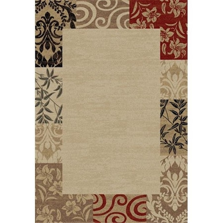 Infinity Home Infinity Home 548220 Barclay Vane Willow Damask 5 ft. 3 in. Round Area Rug in Beige 548220